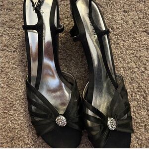 Macy's Black Slingback Heels with Rhinestone Accent
